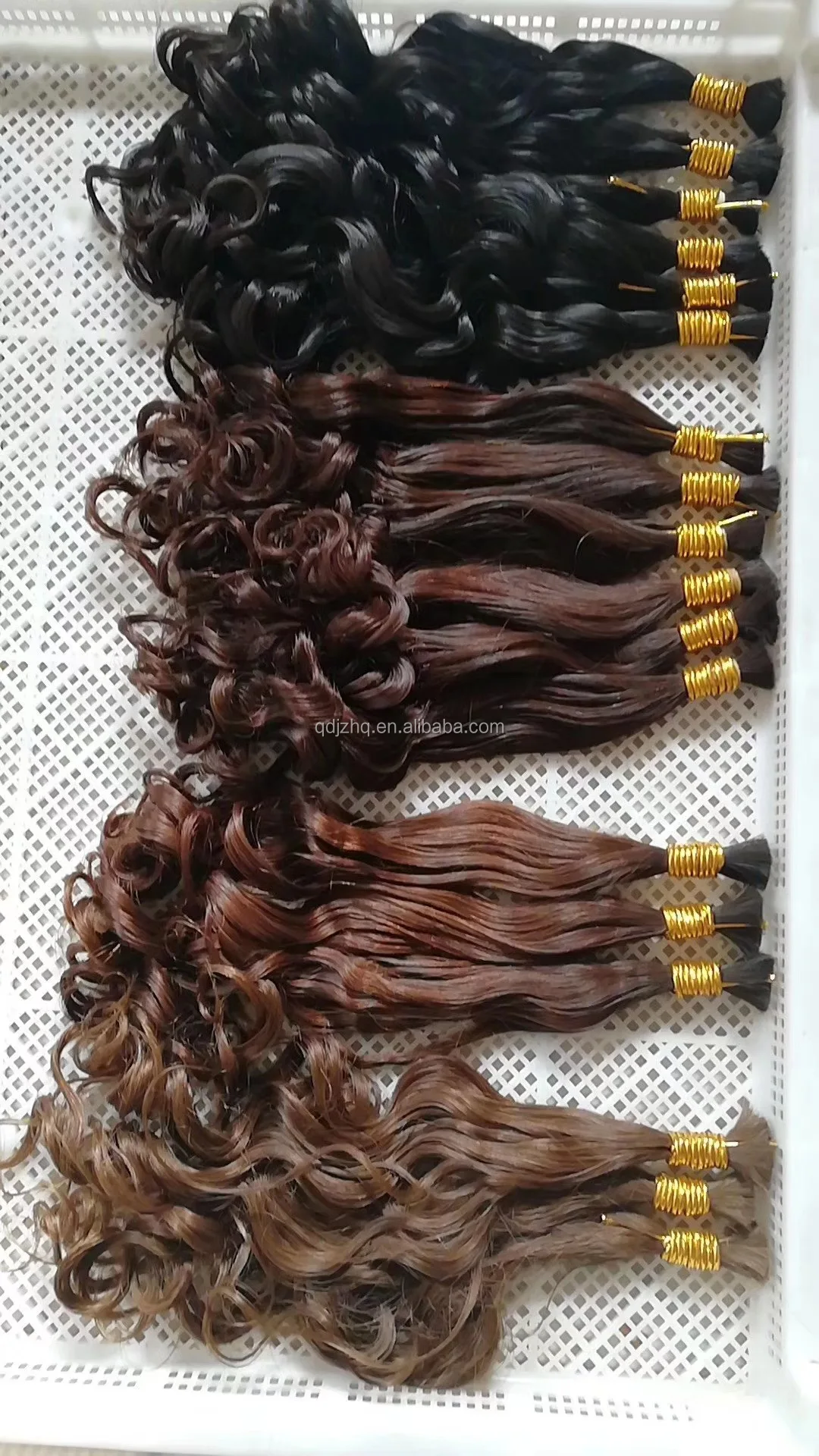Wholesale Black to blonde color natural straight bulk hair  human hair extensions