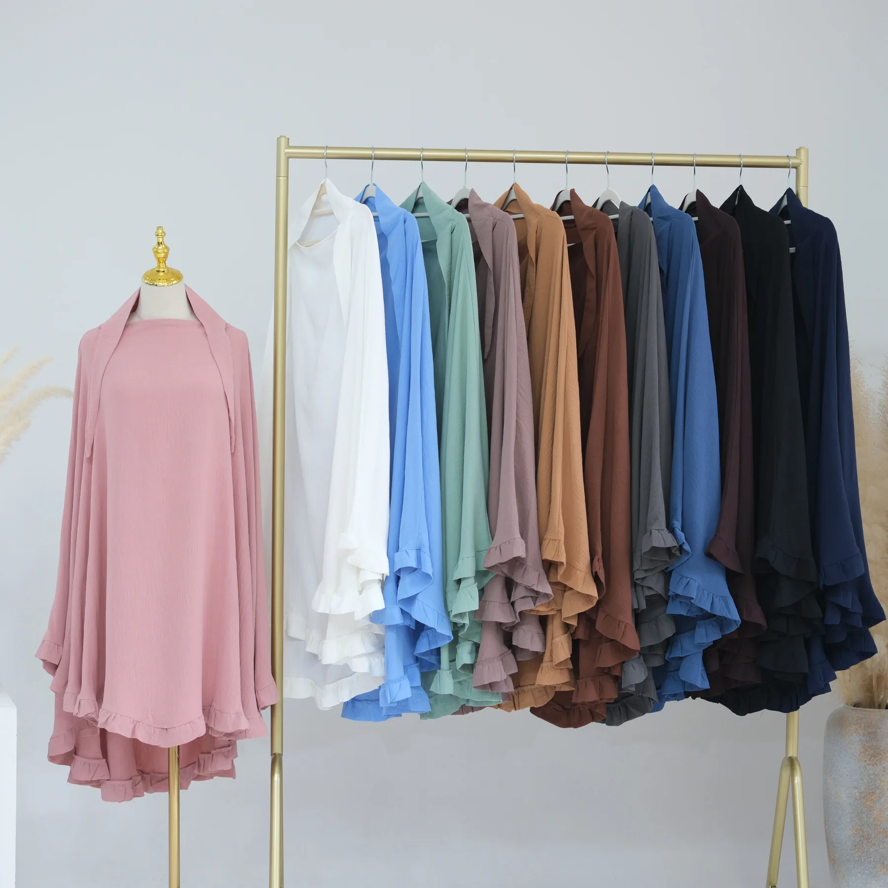 New Jazz Crepe Khimar High Quality Wholesale EID Ramadan Muslim Women Islamic Clothing Prayer Long Hijab Niqab Khimar