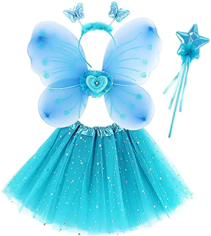 Hot Sale Butterfly Wings Costume Princess Fairy Costumes Sets with Tutu Skirt Butterfly