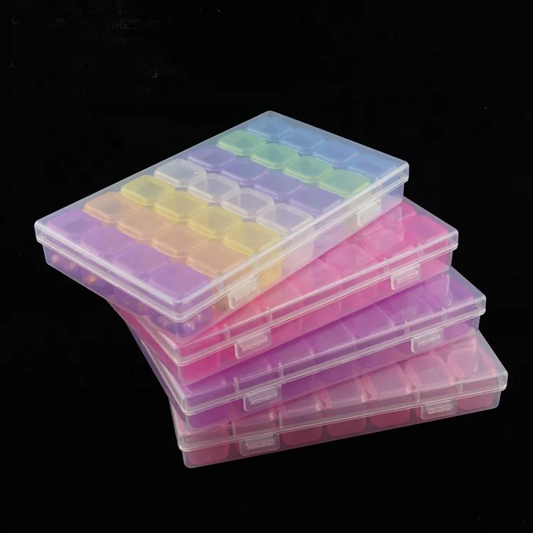 clear plastic large nail art jewelry beads display 28 Slots empty adjustable plastic storage box