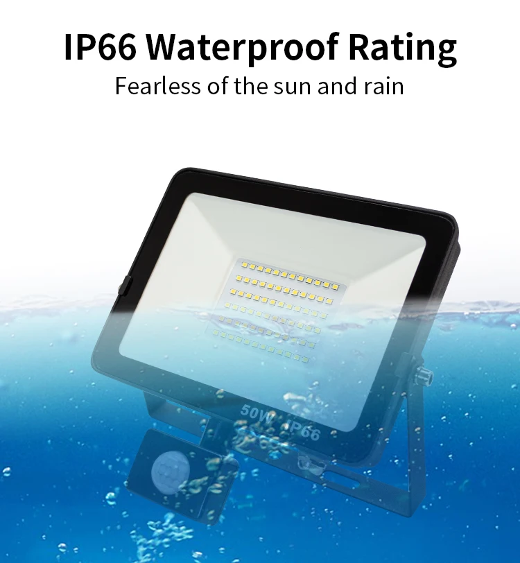 50 100 Watts Remote Spotlight Pir Motion Sensor Floodlights IP66 Smart Walkway Garden Security Flood Light Outdoor Led
