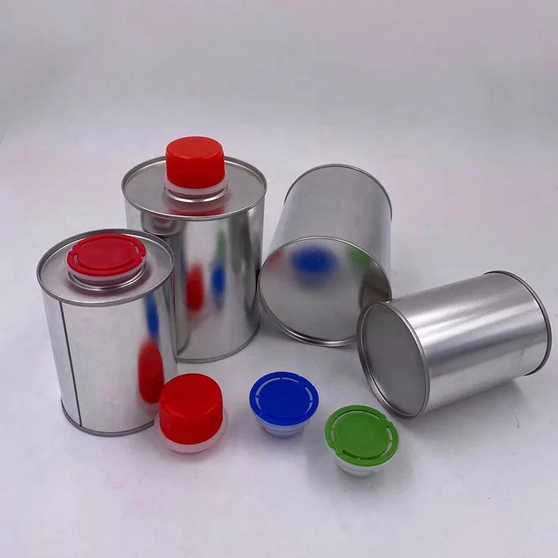 Factory Direct 100ml 200ml 250ml 500ml 800ml 1L round Metal Oil Tin Cans with Plastic Cap