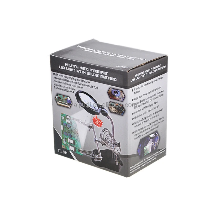 wholesale customized Welding Auxiliary Tools LED lamp magnifier handle auxiliary clip holder desktop magnifying glasses