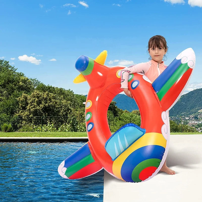 Inflatable floating row aircraft swimming pool swimming inflatable swimming circle small aircraft floating on the water