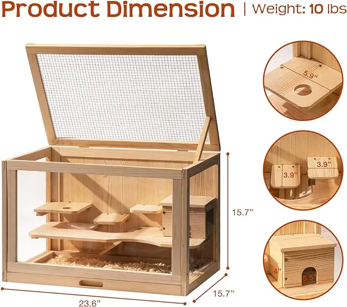 Country style creative Pet cage indoor and outdoor wholesale hamster cage pet houses Wooden hamster cage