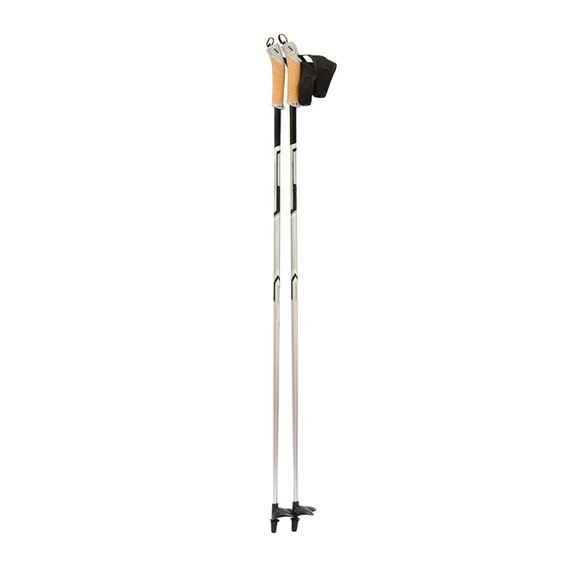 Hot selling high quality one section 7075 aluminum cork handel customized telescopic foldable ski poles