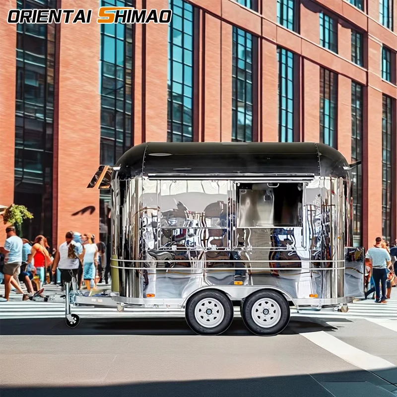 hotdog Airsream cart restaurant fast food kiosk stand trailer food prep equipment empty snack food truck trailer