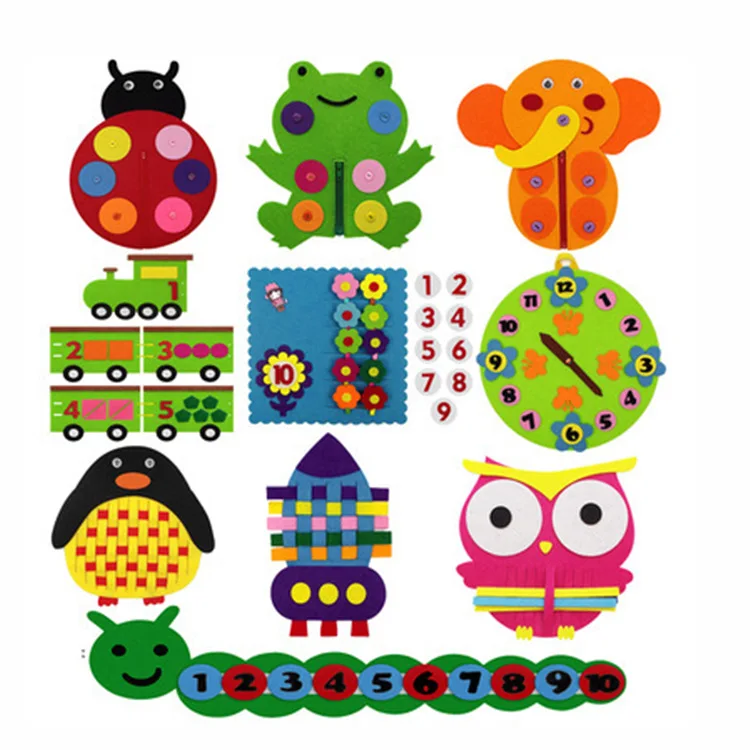 Kindergarten kids learn counting,alphabet educational game toy teaching aid felt cartoon educational toy
