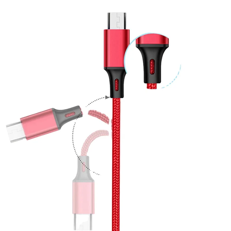 3 в 1 кабель usb кабель с нейлоновой оплеткой пройти 2.4A Кабель с разъемом micro usb type-C usb телефон зарядное устройство кабель для iphone samsung huawei usb кабель