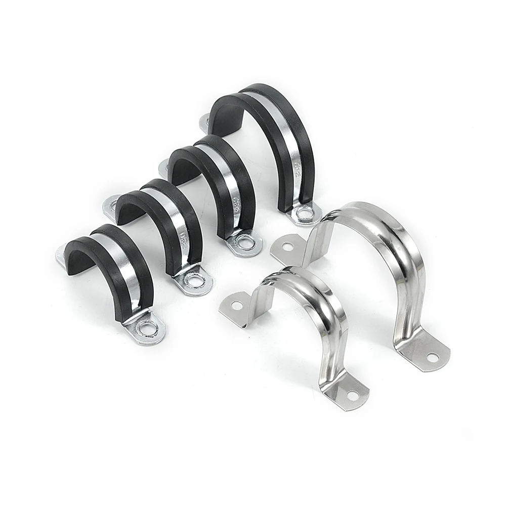 Factory Directly Sale Heavy Duty U Shaped Pipe Hose Clamps P Clip Double Hole Saddle Clamp With Epdm Rubber Lining
