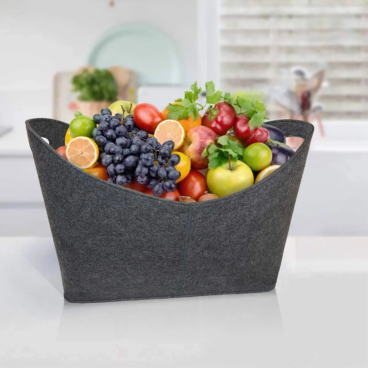 2023 Latest Design Eco-Friendly Wool Felt Storage Fabric Heavy-Duty Firewood Basket Foldable Functional Home Carton Box