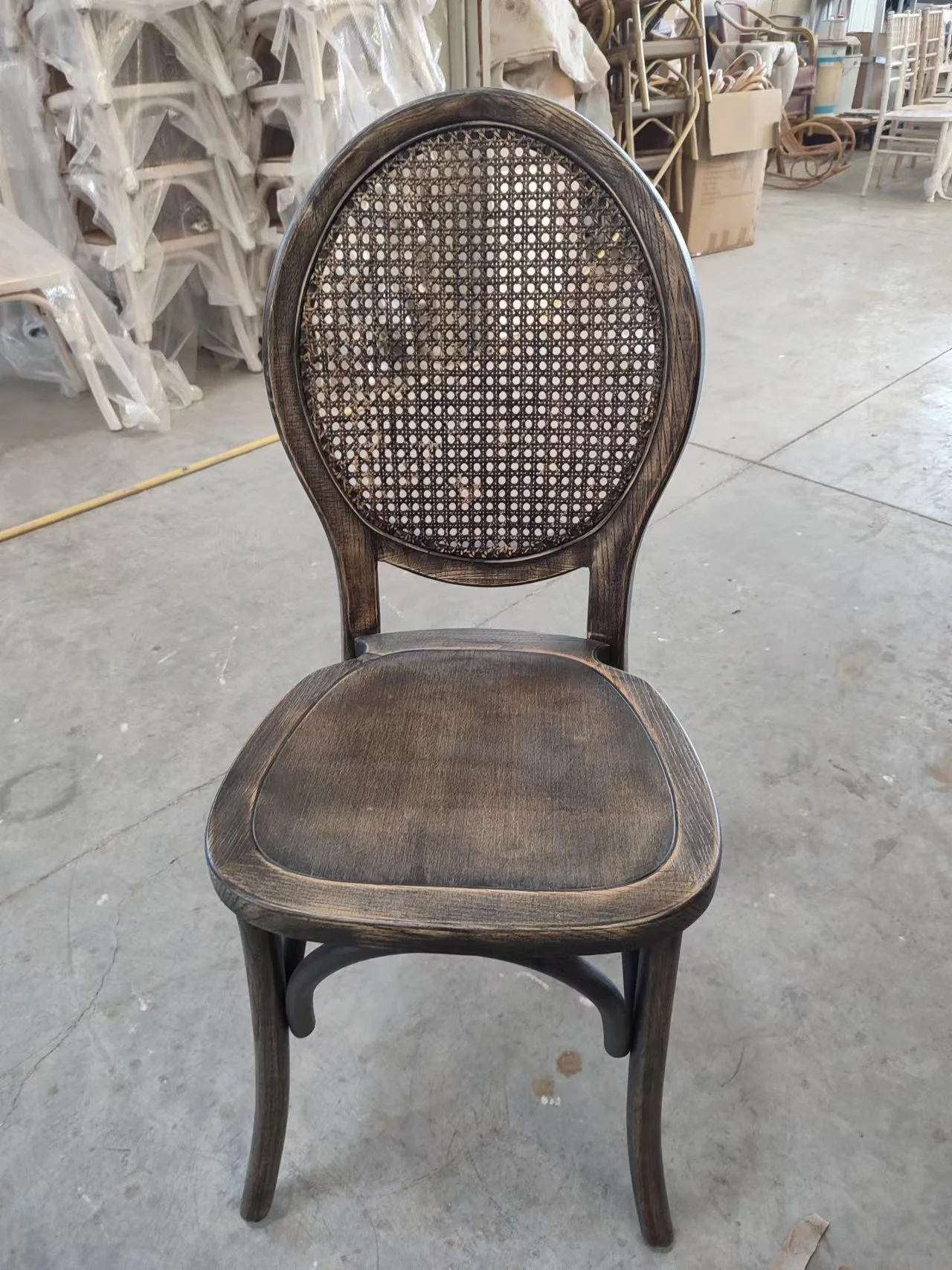 Wooden Rattan Seat Stackable Wedding Event Party Rental Dining Monet Chair