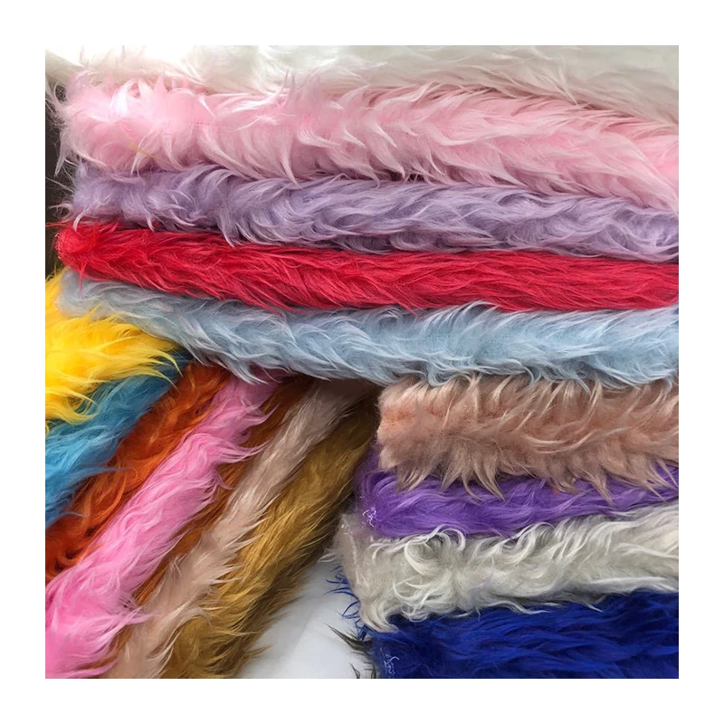 3cm Hair Solid Colorful Custom Faux Fur Rolled Pile Plush Fleece Fabric