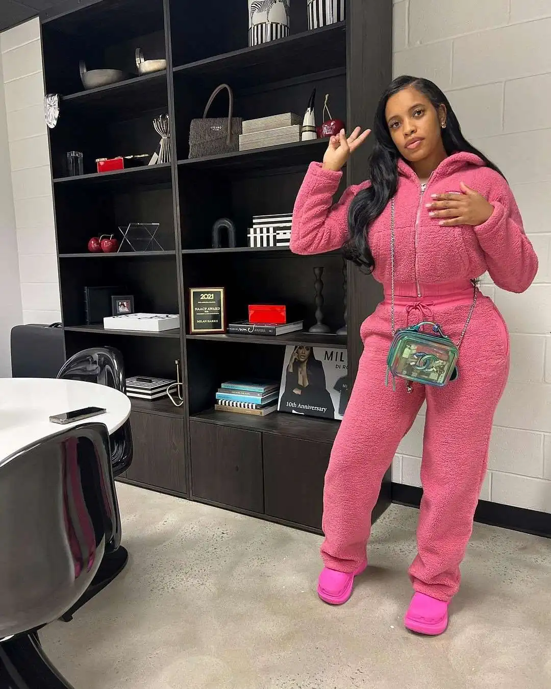 2025 Fur Jackets Tops 2 Piece Pant Sets  Women Winter Fashion Thick Warm Matching Clothes Two Piece Pant Set