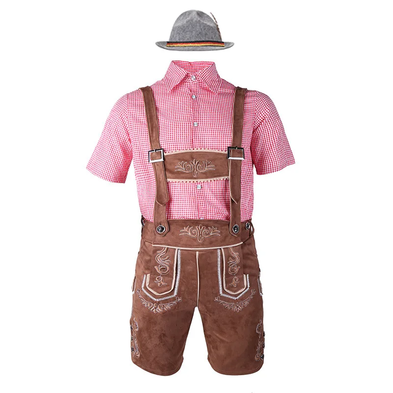 Party German Beer Okotoberfest Bavarian Guy Mens Lederhosen Adult Halloween Costumes Fancy Dress Outfit Cotton + Genuine Leather