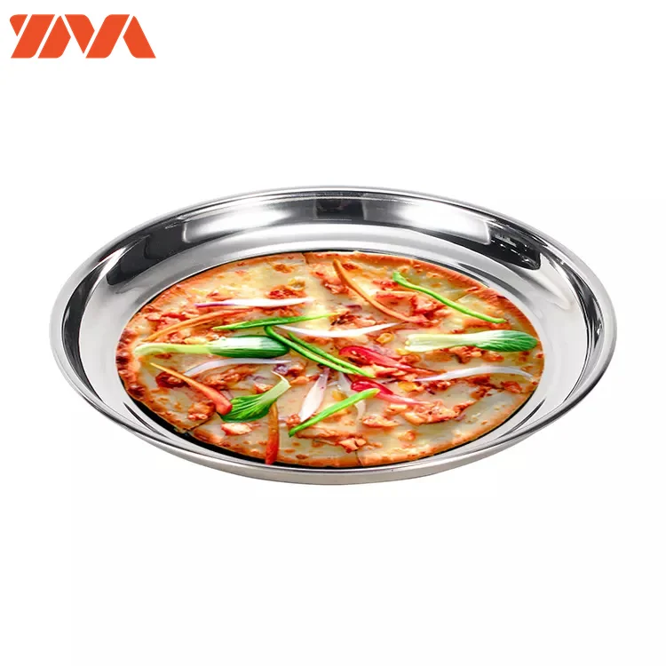 Wholesales Stocks Fast Delivery Round Tray Stainless Steel Round Tray Food Fruit Buffet Dishes Plates