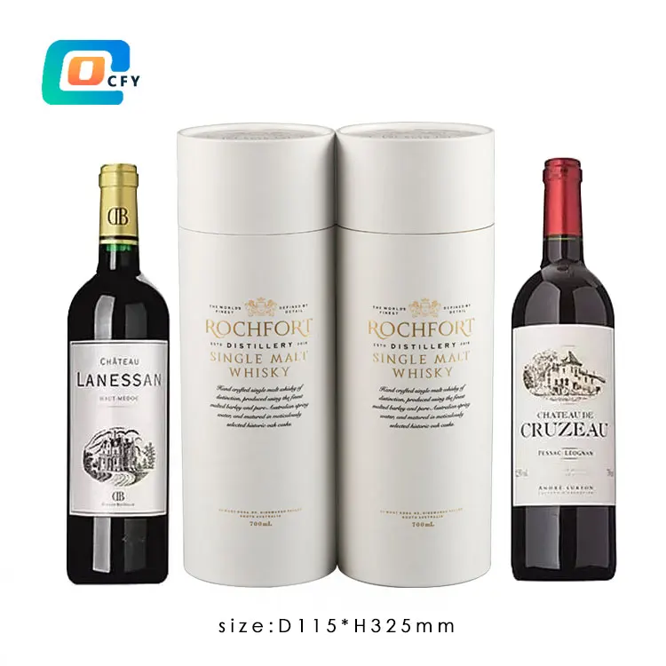 luxury wine whisky gift set cardboard packaging tube container beverage  paper can for bottle custom size logo