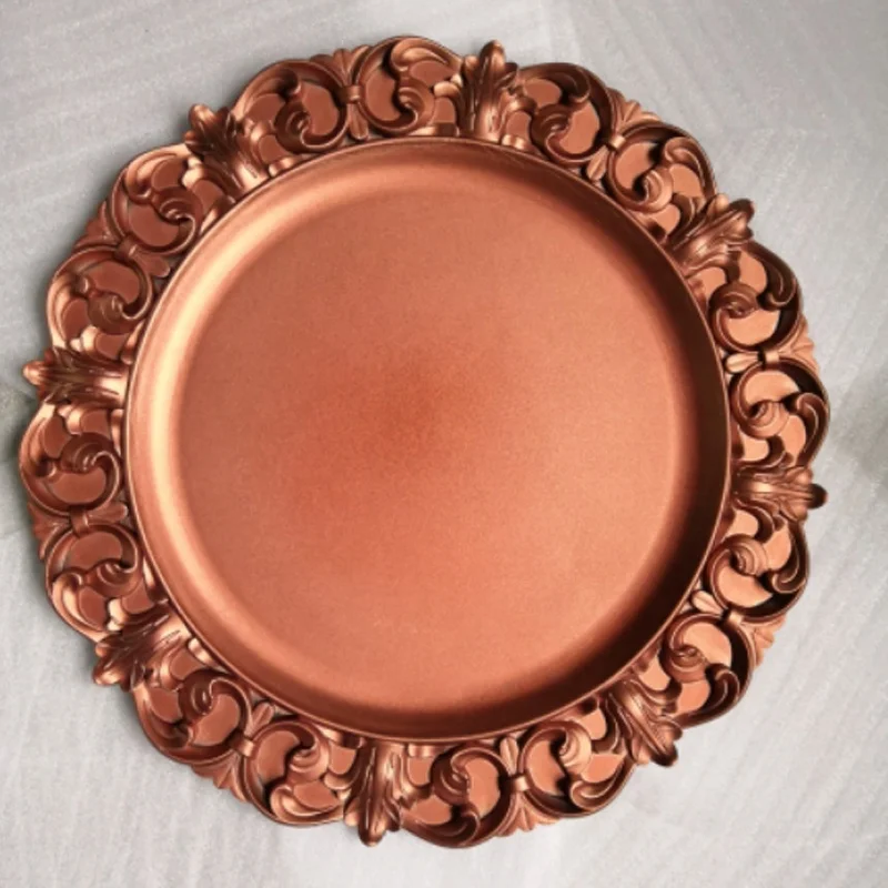
Cheap reusable wedding decorative charger plastic gold plates 