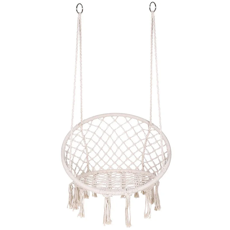 Net rope swing hanging chair outdoor cotton rope braided tassel swing courtyard swing hanging chair