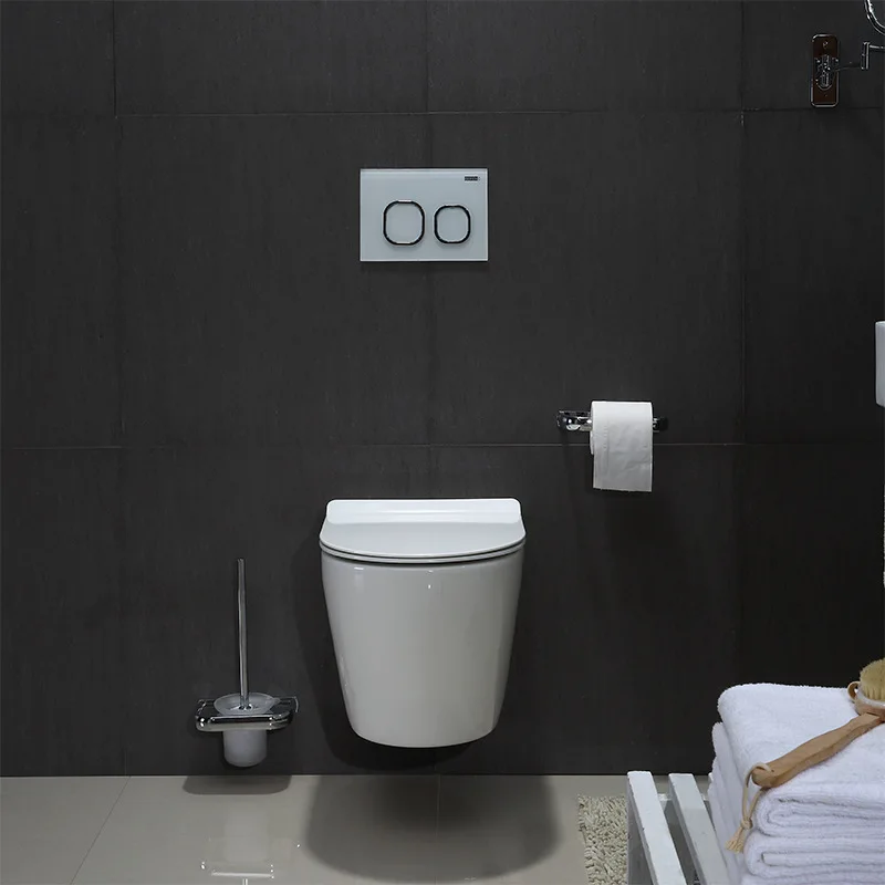 new design white ceramic wall mounted hung toilet rimless two piece with bidet set