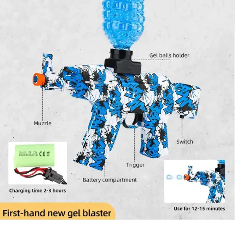 Factory print logo OEM m416 splatrball gel AK MP5 blaster gun gel electric splatter ball pistols water bead soft bullet guns toy
