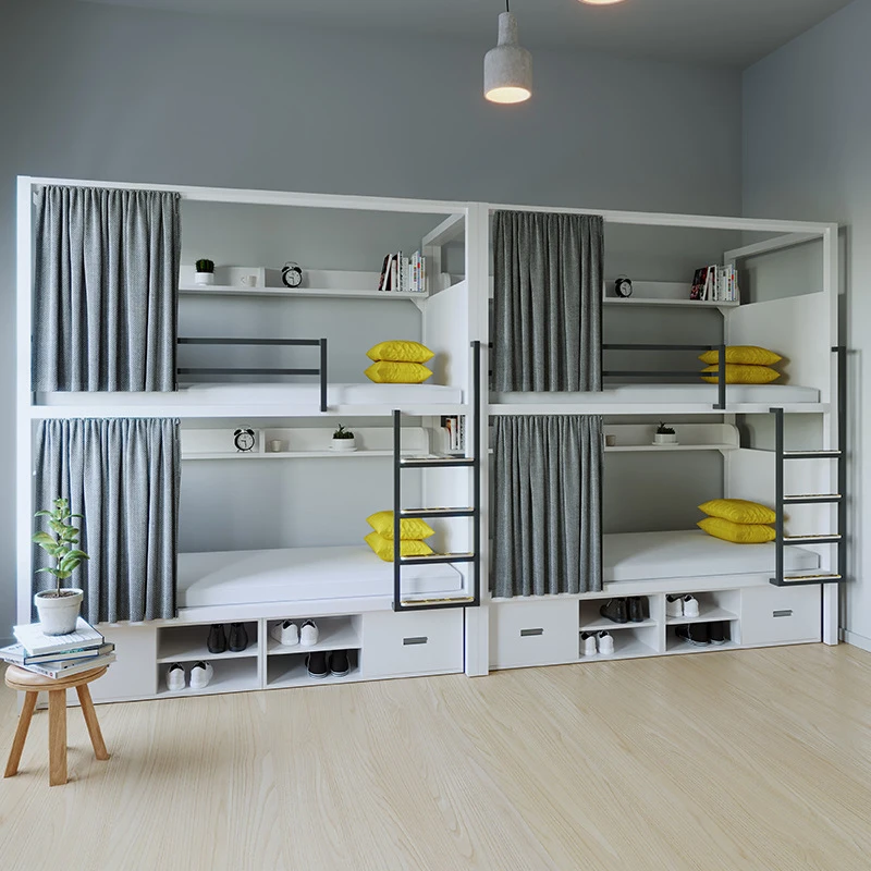 Сверхпрочная металлическая двухъярусная кровать размера Queen & King для дома школы и отелей