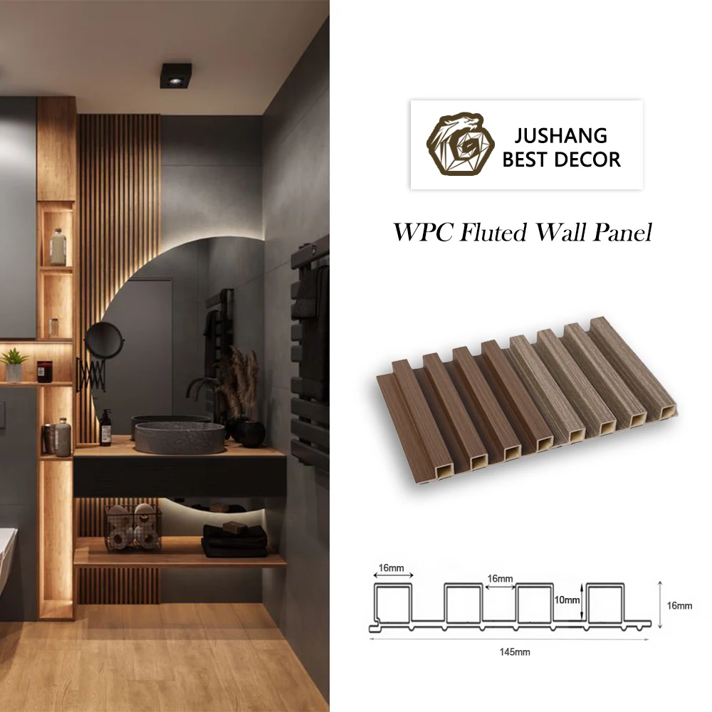 Wood Grain Designs WPC Fluted Wall Panels PVC Louvers Panel Wall Board