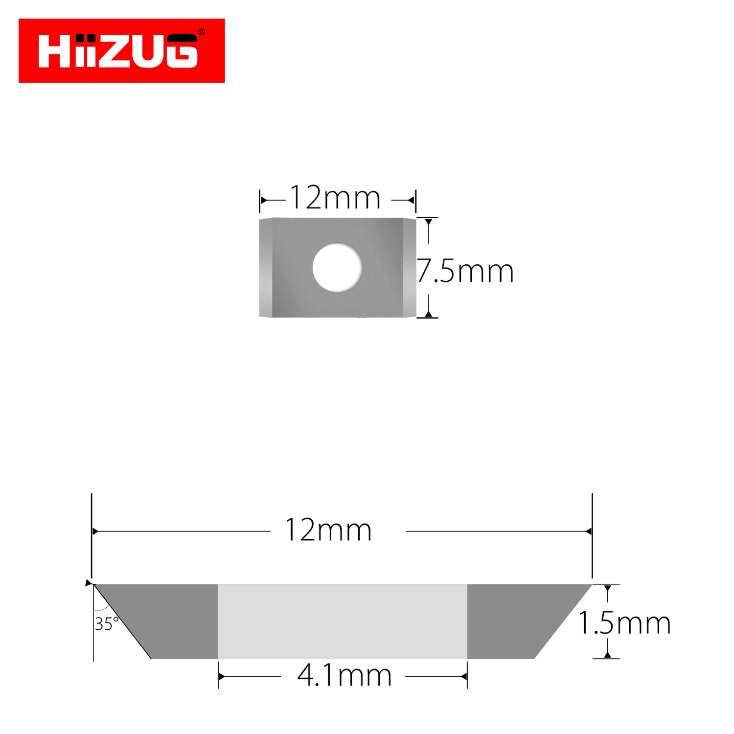 Hiizug 7.5x12x1.5mm Reversible Tungsten Knives 7.5mm Square Carbide Inserts Woodworking Carbide Insert Cutting Tools