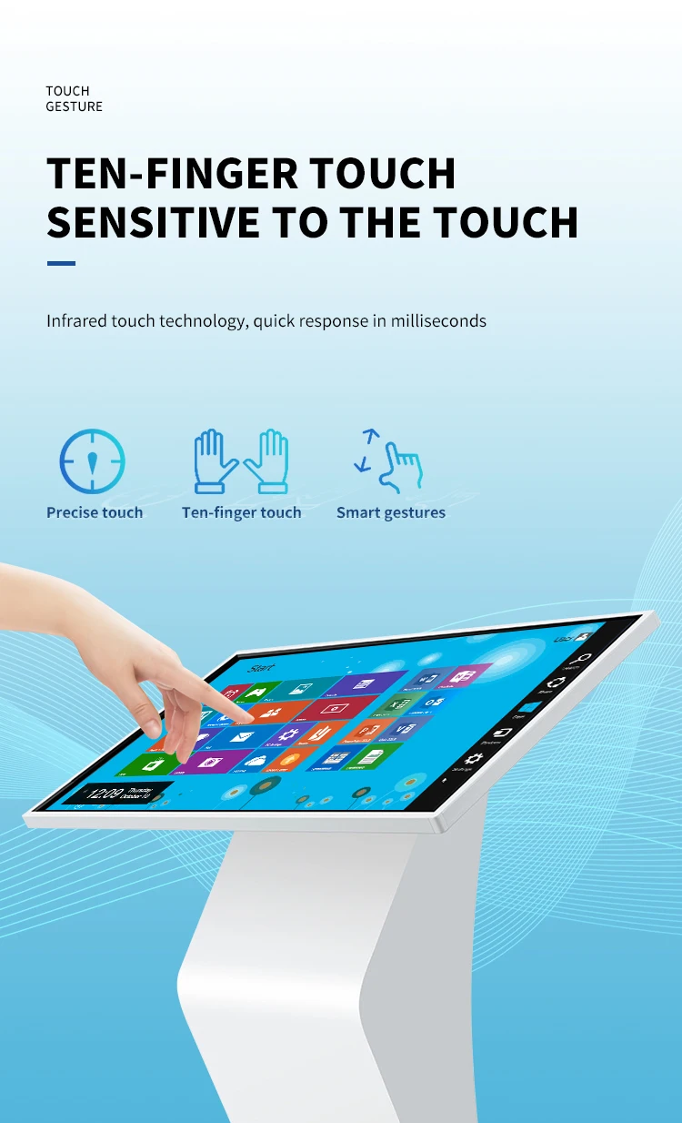 Exhibition Kiosk With Digital Screen Touch Screen Kiosk 55 Inches Horizontal Movable K Type Touch Inquiry Kiosk