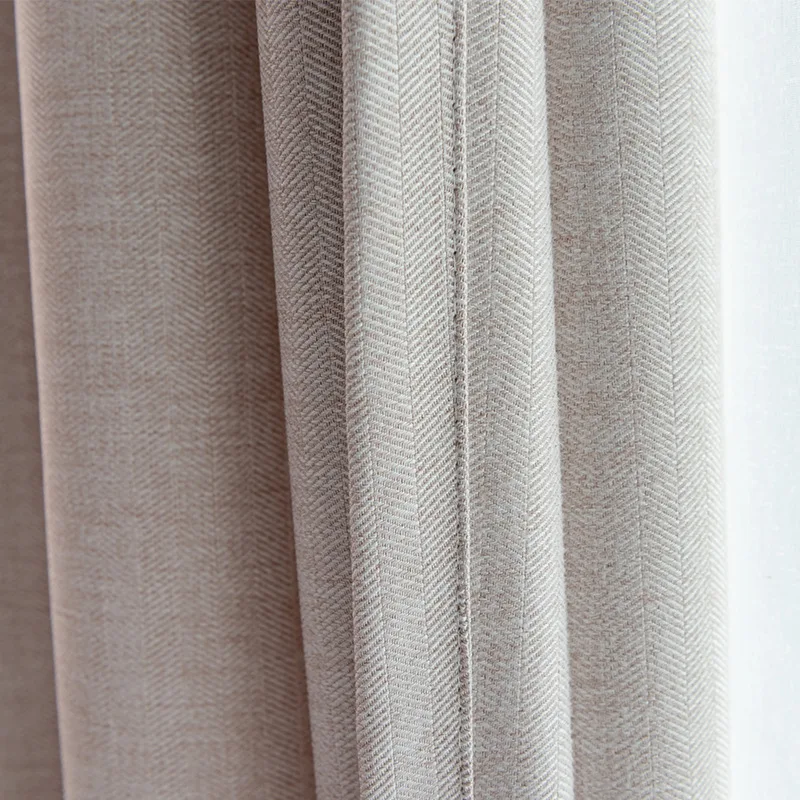 Simple Style Day And Night Cloth Curtain Plain Herringbone Fabrics For Curtains Fabric Sale