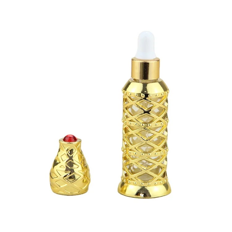 
golden color attar bottle Arabic style metal essential oil bottle 