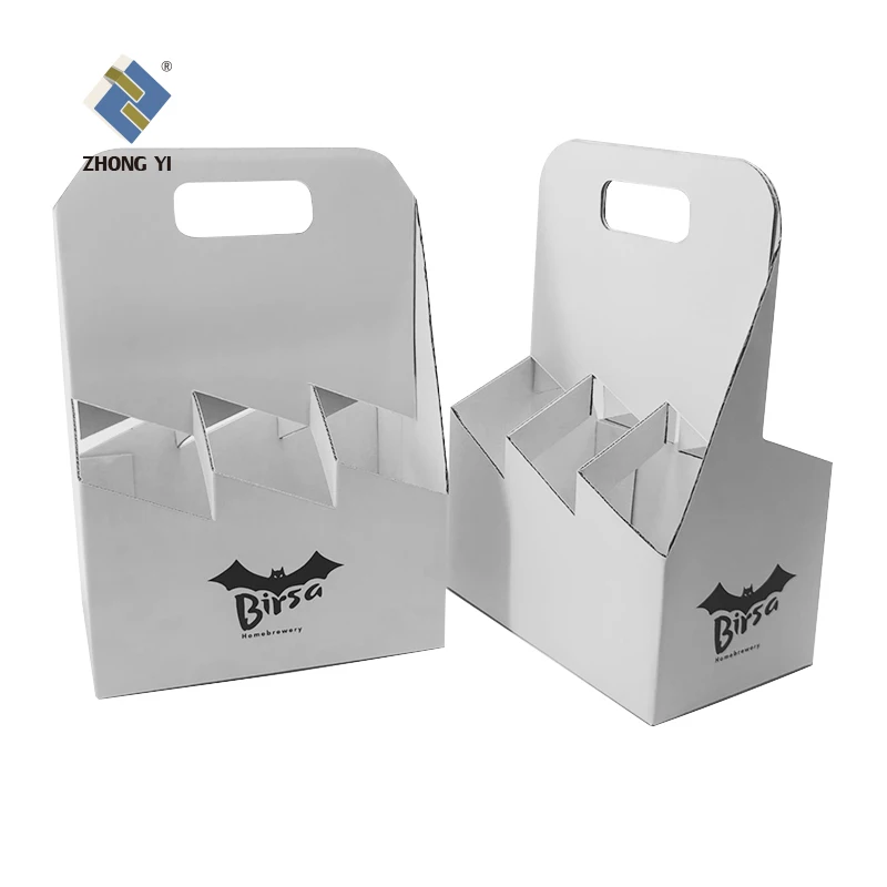 Custom logo kraft beer bottle carrier package cardboard 4 6 Pack Bottle Carrier wine box holder