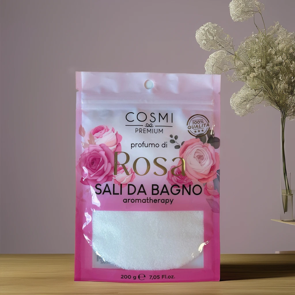Custom Hot Stamping Silver Gold Foil flat body care Packaging Capsules Bag/Custom Printed Bath Salt Packaging