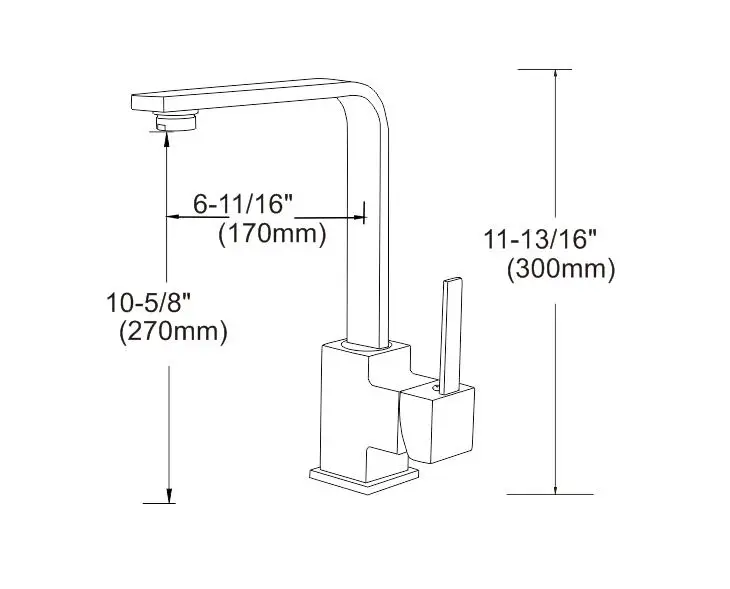 Square Design Single Hole Watermark black 360 degree swivel spout kitchen sink faucet For Kitchen Sink Water