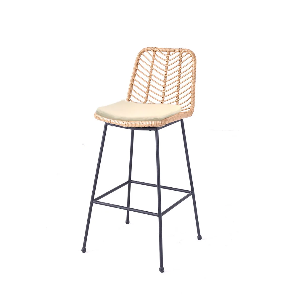 2024 Hot sale man-made rattan high chair PE rattan bar stool outdoor furniture rattan chair