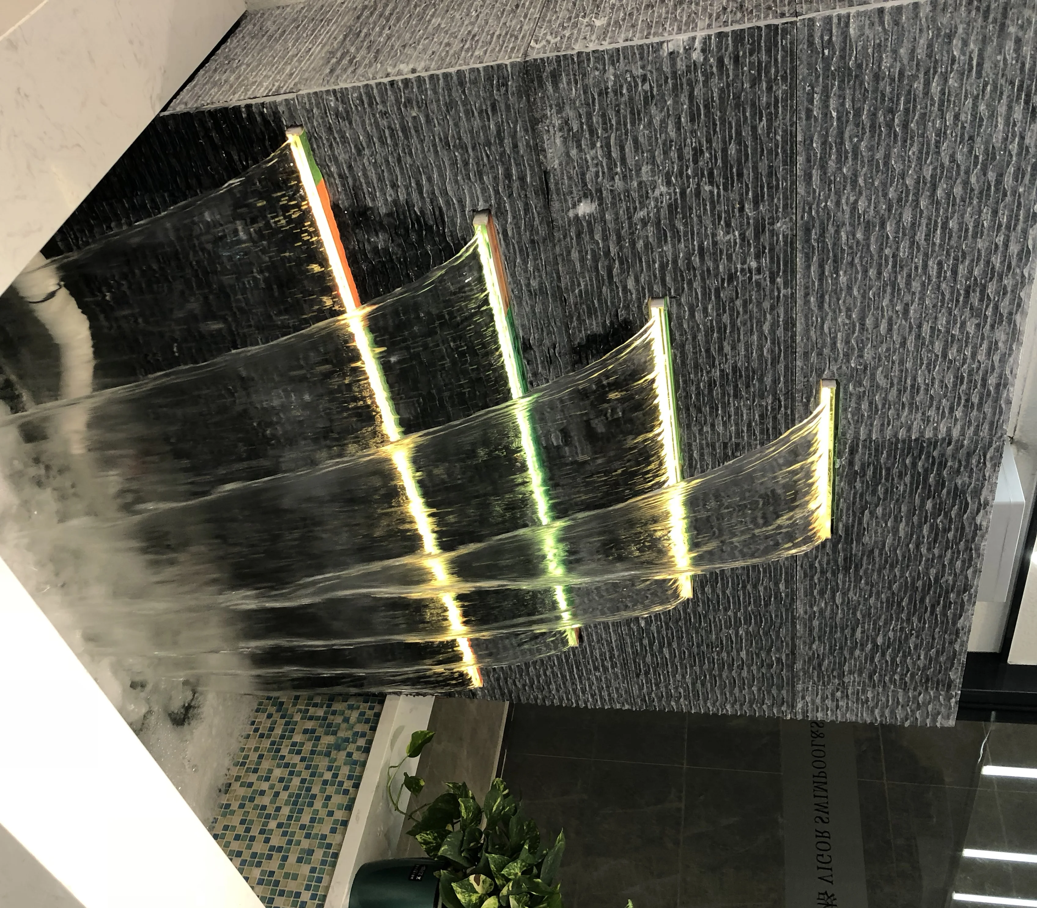Acrylic Atlantic Water Gardens Waterfall Colorful LED Waterfall Blade Water Feature Cascade