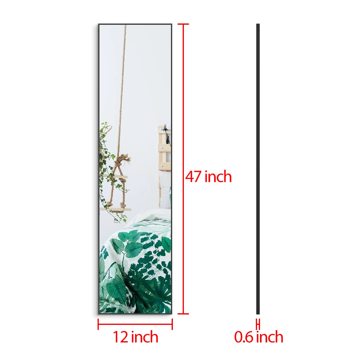 BEAUTME Stand Over Door Mirror Wall Hanging HD Silver Glass Rectangle Full Body Mirror Full Length