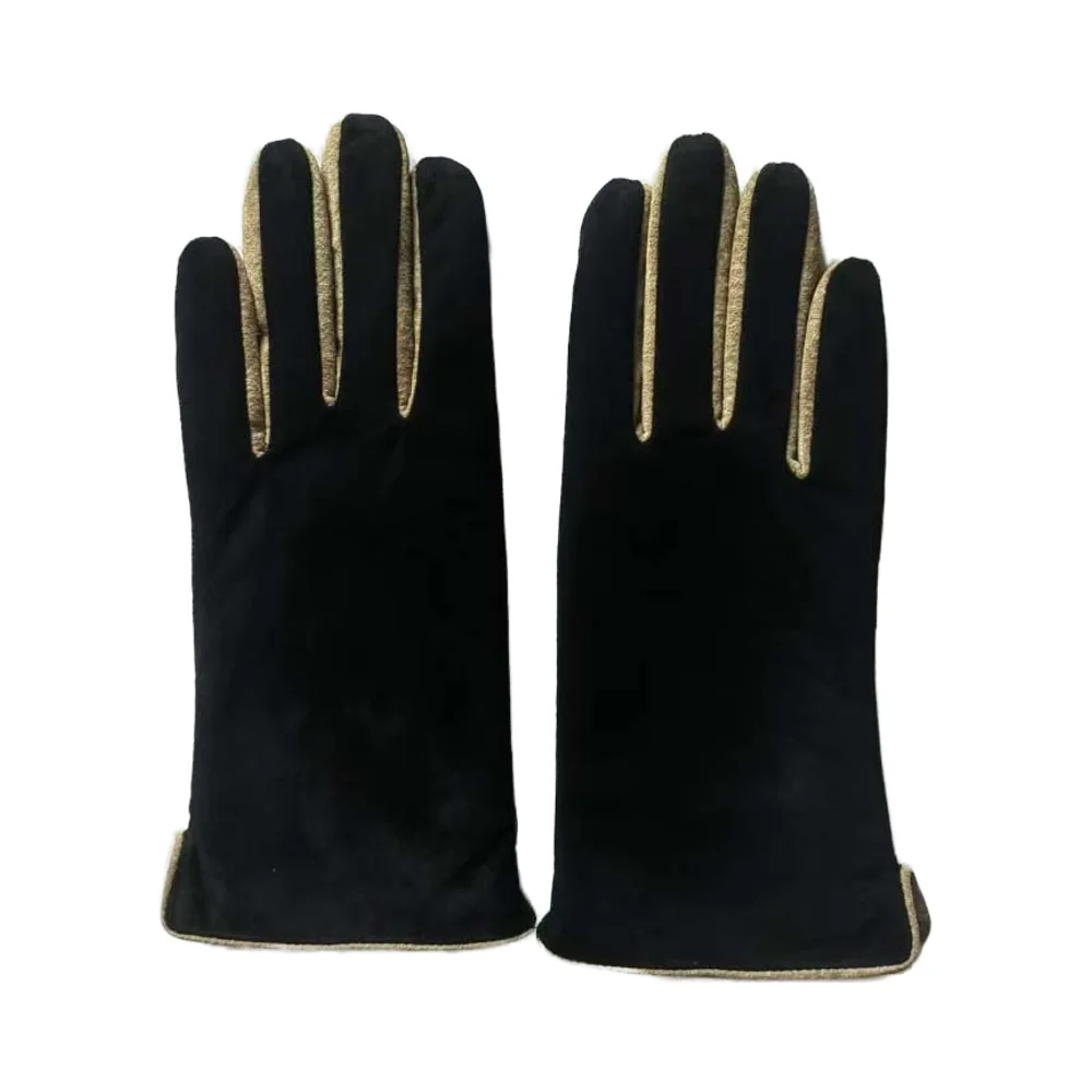Hot sales high quality new style genuine leather fashion dress gloves for ladies pig suede leather gloves low rate price