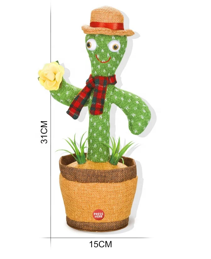 Hot Sale cactus dancing plush toy with light Recording Repeater Talking Singing Dancing Cactus