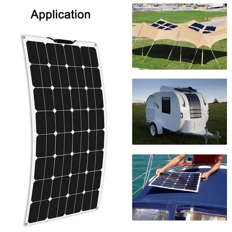 OEM High Quality 100W Flexible Solar Panel for Family Van Boat Travelling RV 12V Battery