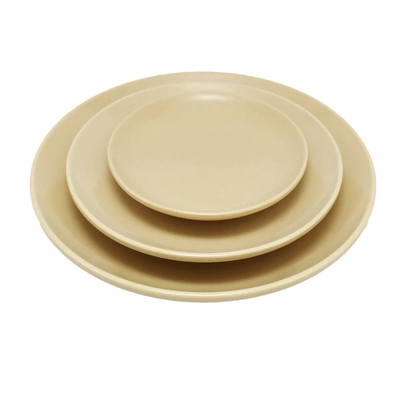 
Natural pure plant bamboo fiber PLA ecological kitchen dinner round plate dishes set 