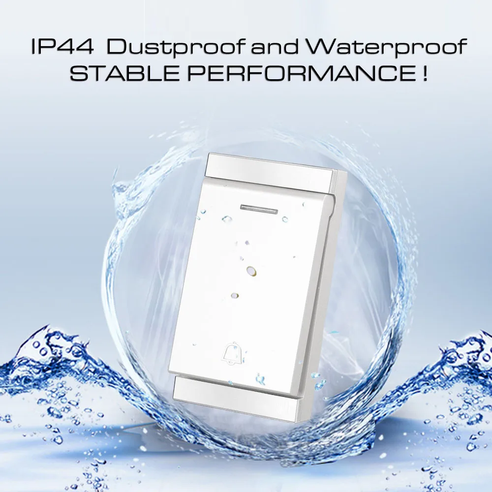 IP47 waterproof super long range wireless apartment door bell wireless doorbell with LED flashing light