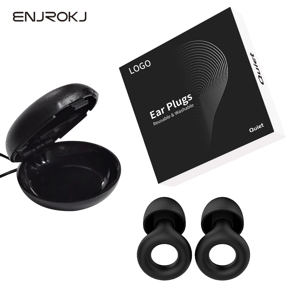 Custom logo Soundproof soft Reusable Airplane Acoustic Sound insulation swimming sleep earplugs