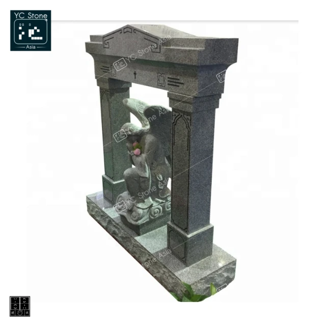 
Graves Memorial Stone Of Grey Granite Angel Tombstone Monument 