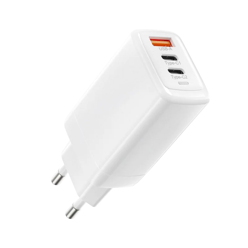 Custom US EU Wall Plug 3 Usb Ports Quick Charge QC3.0 New PD 65w Usb-c Fast Charger GaN Tech Type c Power Adapter