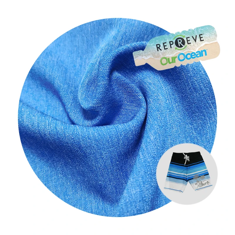 90 Recycled Polyester 10 Spandex  Stretch Pants Fabric 100D Style Big Size Beach Shorts Fabric For Men