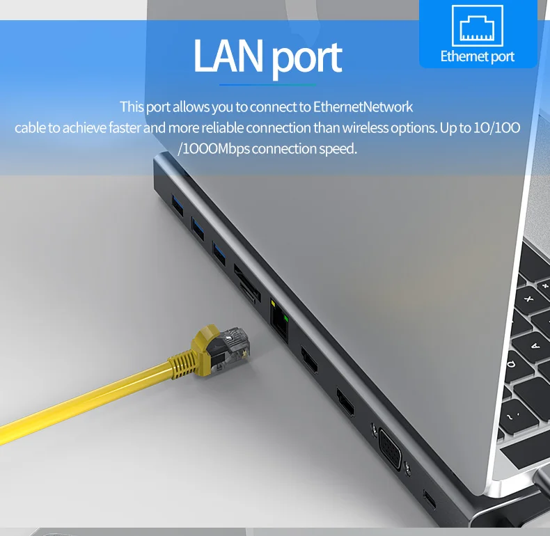  Двойной HDTV 11 в 1 Тип C концентратор с Vga Ethernet алюминий Usb для ПК