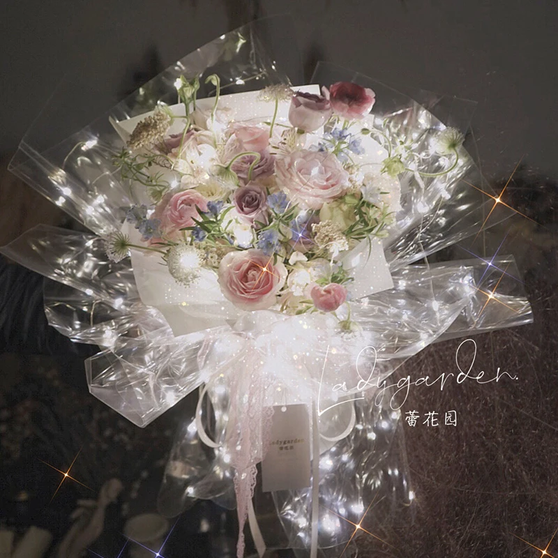 JODY Korean cellophane opp glowing luminous film with electrons flower packaging bouquet wrapping decorative paper