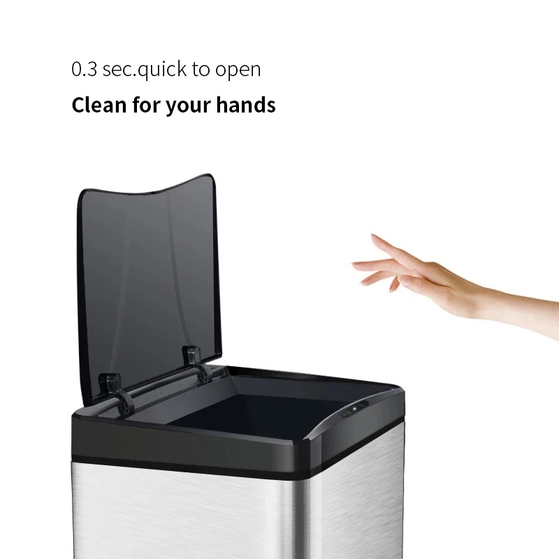 50L Smart waste bin Auto Sensor Trash Can, Stainless Steel Touchless Garbage Bin for Kitchen Use smart home products