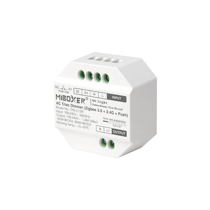 Mipboxer TRI-C1ZR Zigbee 3,0 + 2,4 г + Push AC Triac светодиодный диммер